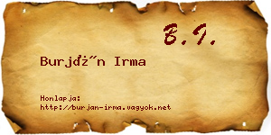 Burján Irma névjegykártya