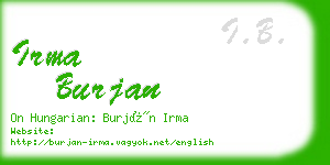 irma burjan business card